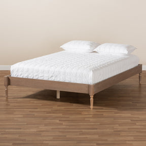 Baxton Studio Colette French Bohemian Antique Oak Finished Wood Queen Size Platform Bed Frame