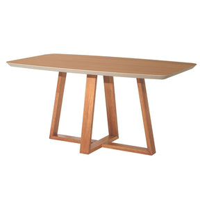 Manhattan Comfort Duffy 62.99 Modern Rectangle Dining Table with Space for 6 in Cinnamon and Off White