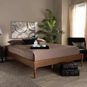 Baxton Studio Colette French Bohemian Ash Walnut Finished Wood Queen Size Platform Bed Frame