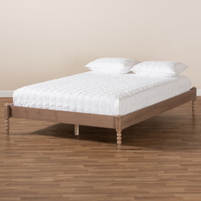 Baxton Studio Cielle French Bohemian Antique Oak Finished Wood Full Size Platform Bed Frame