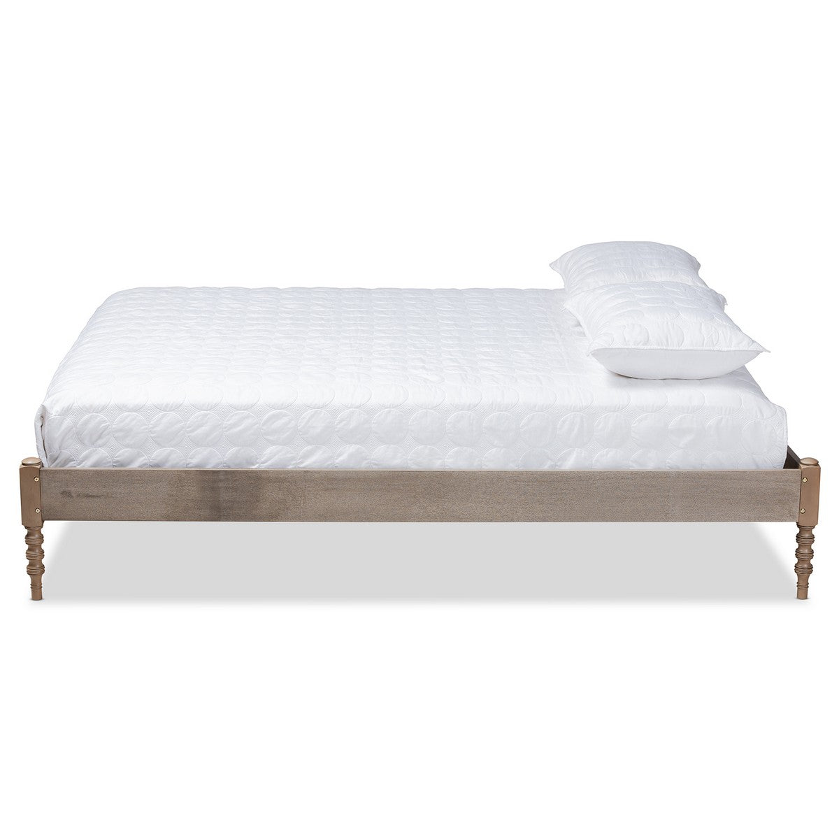 Baxton Studio Cielle French Bohemian Weathered Grey Oak Finished Wood Queen Size Platform Bed Frame