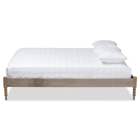 Baxton Studio Cielle French Bohemian Weathered Grey Oak Finished Wood Queen Size Platform Bed Frame