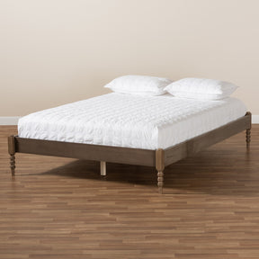 Baxton Studio Cielle French Bohemian Weathered Grey Oak Finished Wood Full Size Platform Bed Frame
