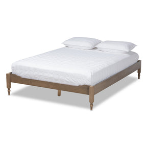 Baxton Studio Laure French Bohemian Weathered Grey Oak Finished Wood Queen Size Platform Bed Frame Baxton Studio-Bed Frames-Minimal And Modern - 1