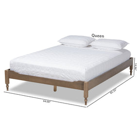 Baxton Studio Laure French Bohemian Weathered Grey Oak Finished Wood Queen Size Platform Bed Frame