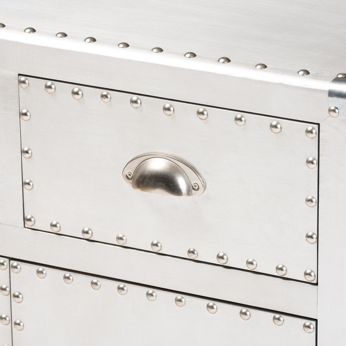 Baxton Studio Serge French Industrial Silver Metal 2-Door Accent Storage Cabinet