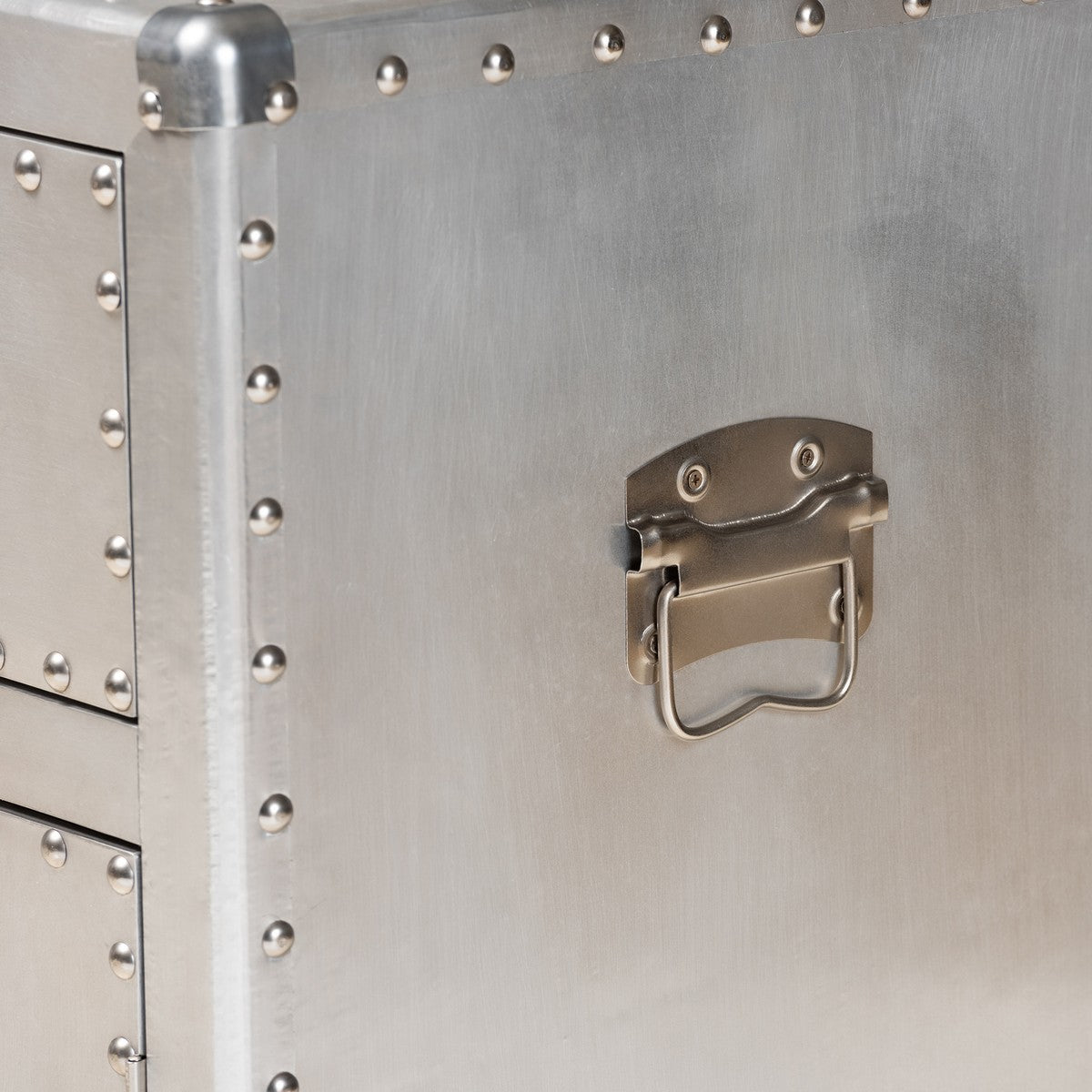 Baxton Studio Serge French Industrial Silver Metal 2-Door Accent Storage Cabinet
