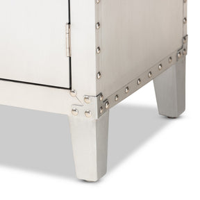 Baxton Studio Romain French Industrial Silver Metal 2-Door Accent Storage Cabinet