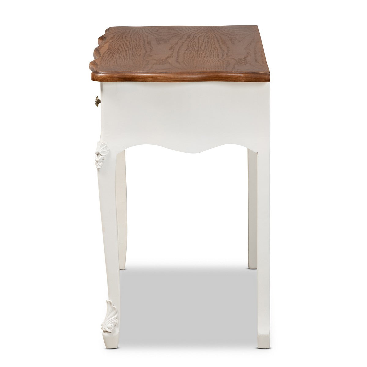 Baxton Studio Sophie Classic Traditional French Country White and Brown Finished Small 3-Drawer Wood Console Table