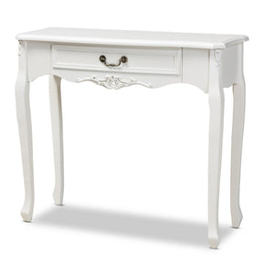 Baxton Studio Gabrielle Traditional French Country Provincial White-Finished 1-Drawer Wood Console Table Baxton Studio-side tables-Minimal And Modern - 1