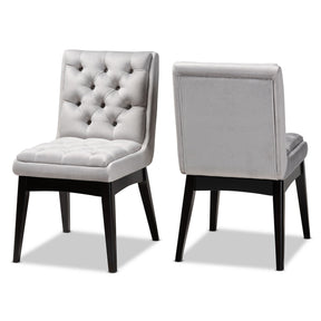 Baxton Studio Makar Modern Transitional Light Grey Fabric Upholstered and Walnut Brown Finished Wood 2-Piece Dining Chair Set Set Baxton Studio-dining chair-Minimal And Modern - 1