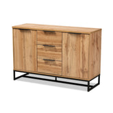 Baxton Studio Reid Modern and Contemporary Industrial Oak Finished Wood and Black Metal 3-Drawer Sideboard Buffet Baxton Studio-Sideboard-Minimal And Modern - 1
