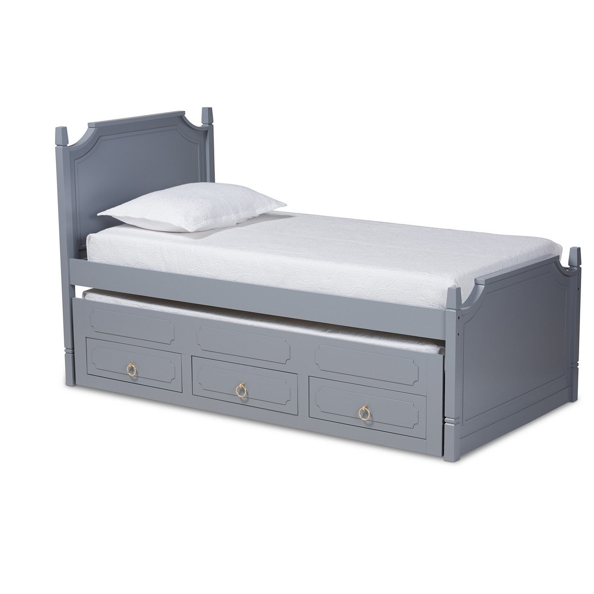 Baxton Studio Mariana Traditional Transitional Grey Finished Wood Twin Size 3-Drawer Storage Bed with Pull-Out Trundle Bed Baxton Studio-beds-Minimal And Modern - 1
