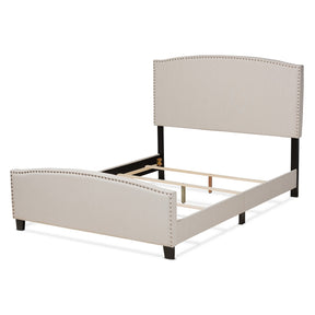 Baxton Studio Morgan Modern Transitional Beige Fabric Upholstered Full Size Panel Bed