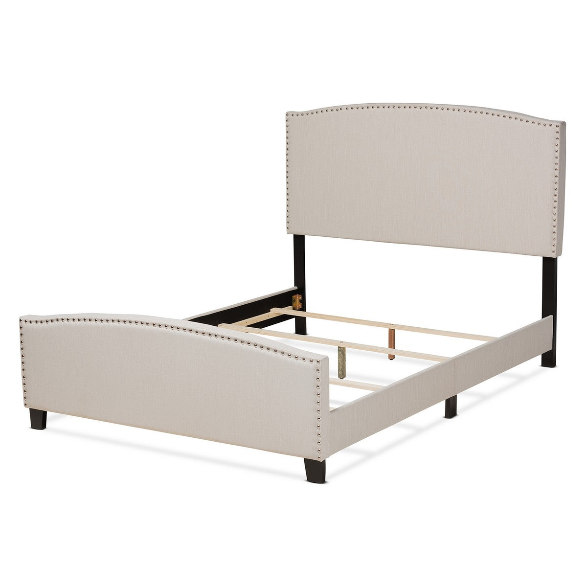 Baxton Studio Morgan Modern Transitional Beige Fabric Upholstered Queen Size Panel Bed