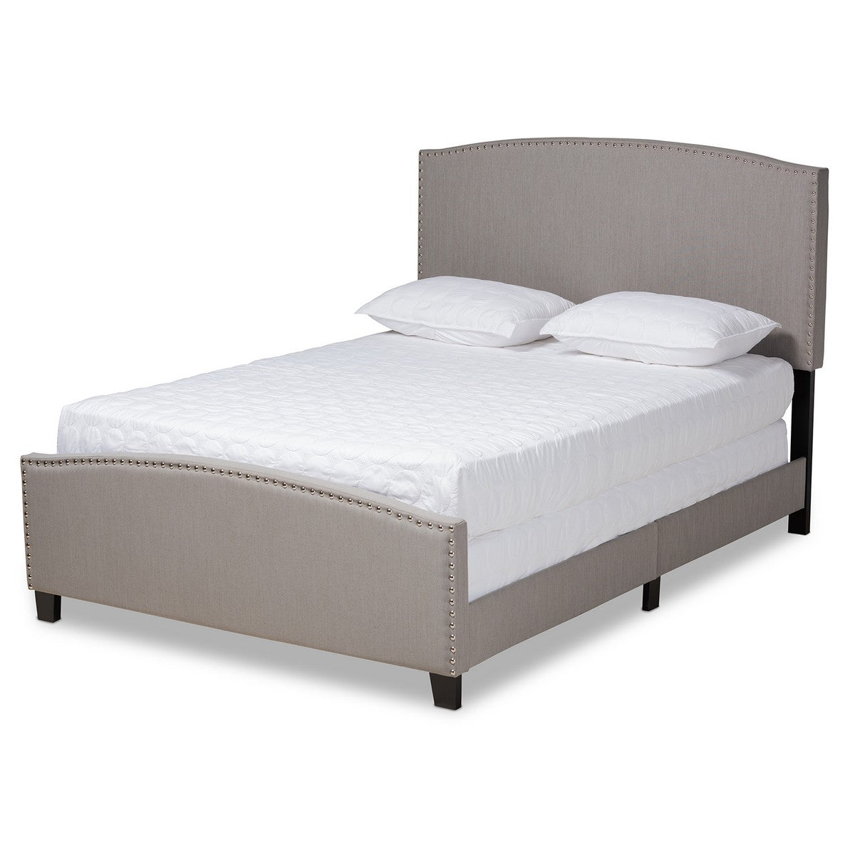 Baxton Studio Morgan Modern Transitional Grey Fabric Upholstered Queen Size Panel Bed Baxton Studio-beds-Minimal And Modern - 1