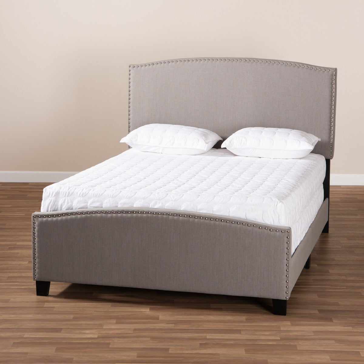 Baxton Studio Morgan Modern Transitional Grey Fabric Upholstered Full Size Panel Bed