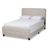 Baxton Studio Annalisa Modern Transitional Beige Fabric Upholstered Button Tufted King Size Panel Bed Baxton Studio-beds-Minimal And Modern - 1