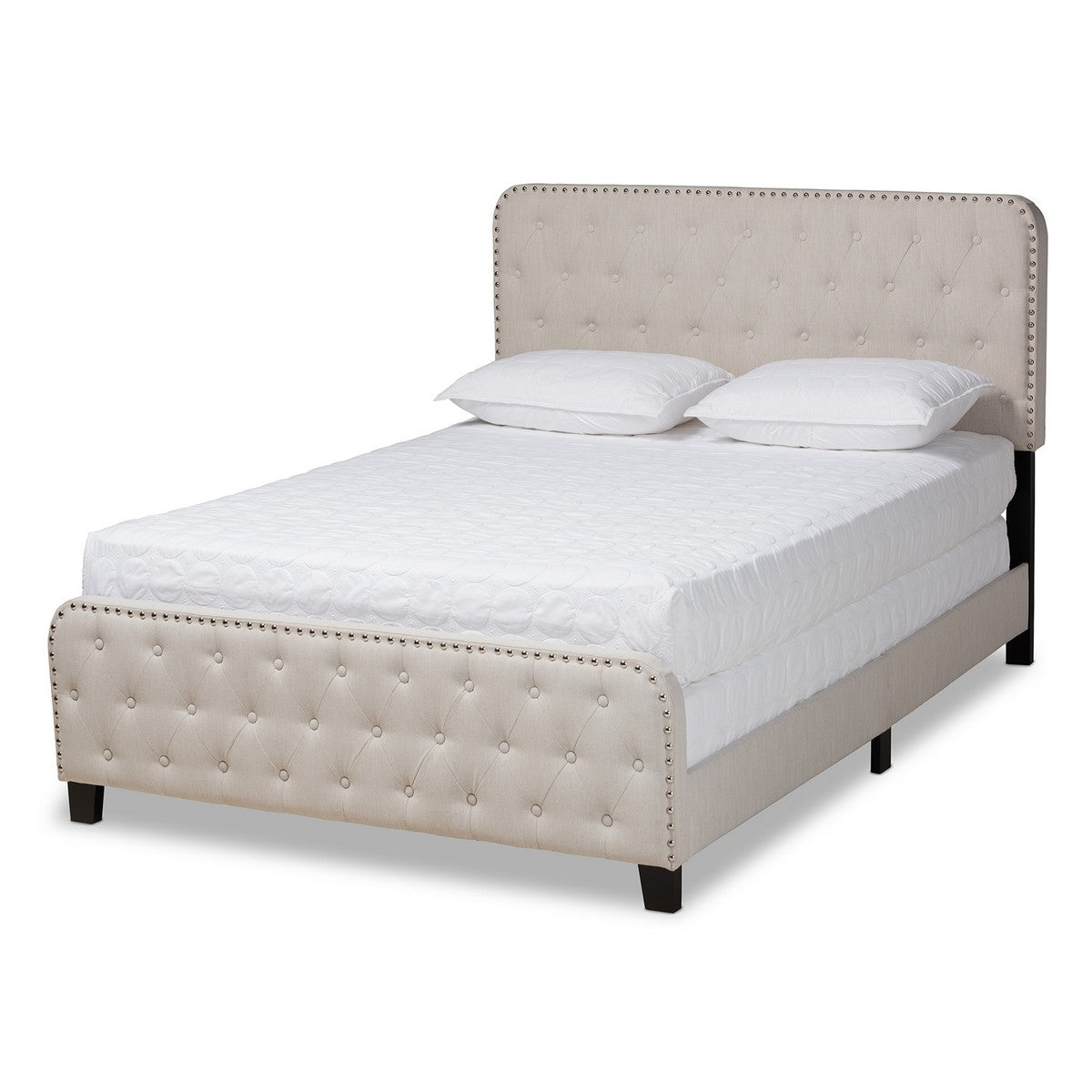 Baxton Studio Annalisa Modern Transitional Beige Fabric Upholstered Button Tufted Full Size Panel Bed Baxton Studio-beds-Minimal And Modern - 1