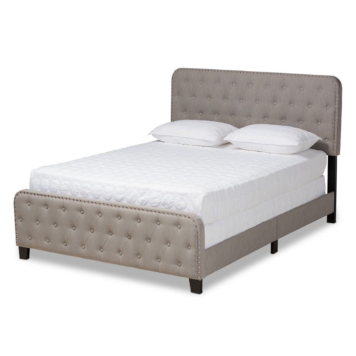 Baxton Studio Annalisa Modern Transitional Grey Fabric Upholstered Button Tufted Queen Size Panel Bed Baxton Studio-beds-Minimal And Modern - 1