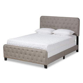 Baxton Studio Annalisa Modern Transitional Grey Fabric Upholstered Button Tufted King Size Panel Bed Baxton Studio-beds-Minimal And Modern - 1
