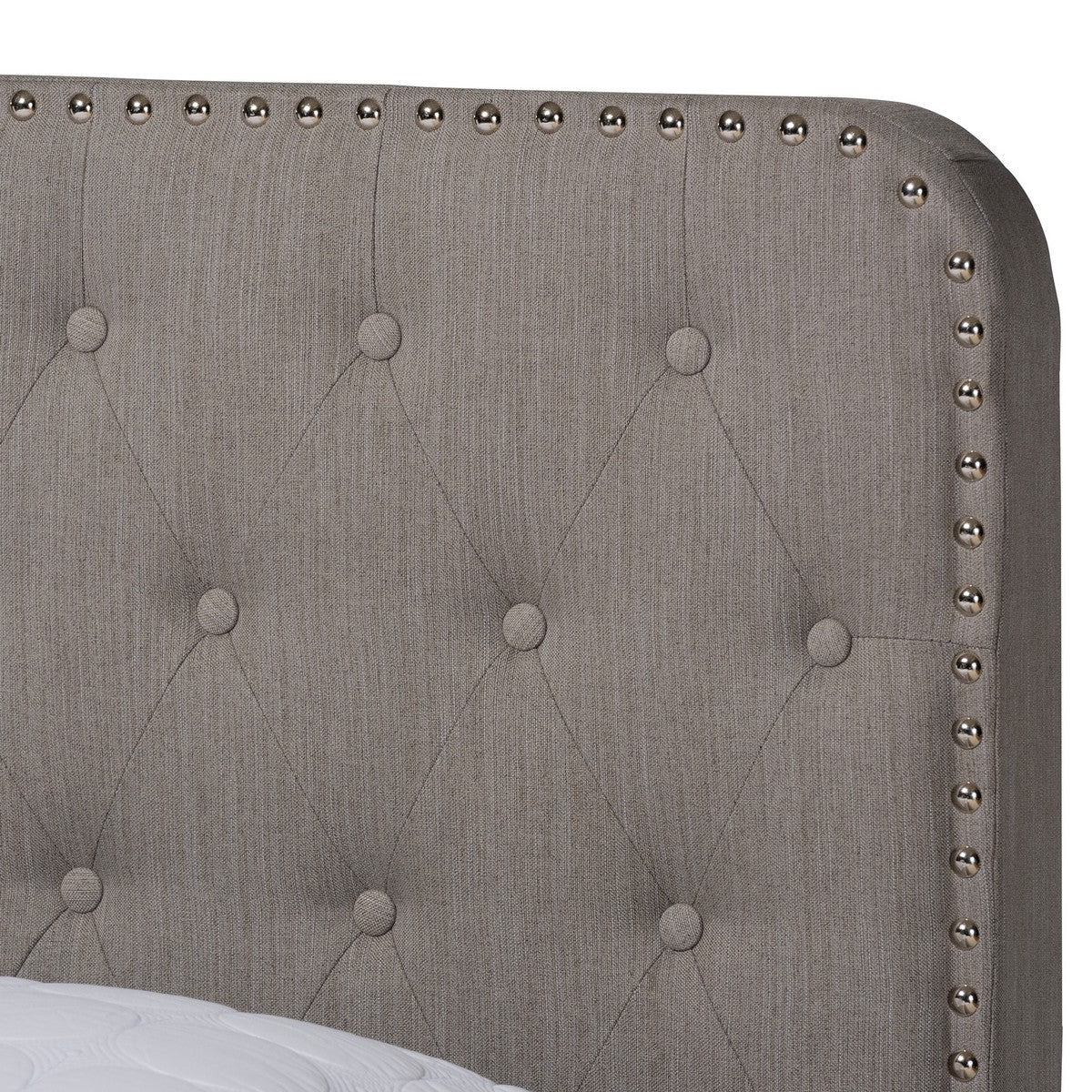 Baxton Studio Annalisa Modern Transitional Grey Fabric Upholstered Button Tufted Queen Size Panel Bed