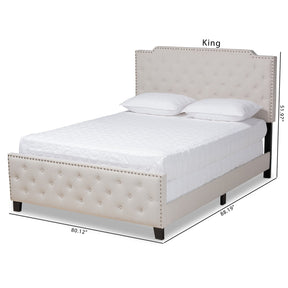 Baxton Studio Marion Modern Transitional Beige Fabric Upholstered Button Tufted King Size Panel Bed