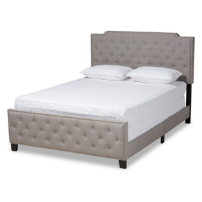 Baxton Studio Marion Modern Transitional Grey Fabric Upholstered Button Tufted Queen Size Panel Bed Baxton Studio-beds-Minimal And Modern - 1
