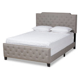 Baxton Studio Marion Modern Transitional Grey Fabric Upholstered Button Tufted King Size Panel Bed Baxton Studio-beds-Minimal And Modern - 1