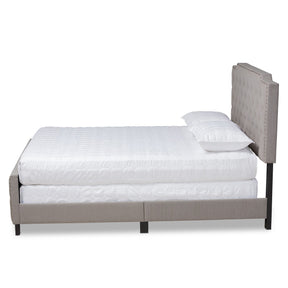 Baxton Studio Marion Modern Transitional Grey Fabric Upholstered Button Tufted Queen Size Panel Bed