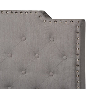 Baxton Studio Marion Modern Transitional Grey Fabric Upholstered Button Tufted Queen Size Panel Bed
