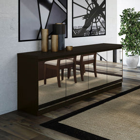 Manhattan Comfort Viennese 62.99 in. 6- Shelf Buffet Cabinet with Mirrors in Black Matte