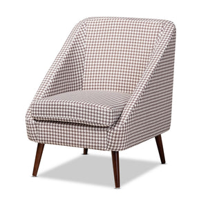 Baxton Studio Gia Modern and Contemporary Brown and White Houndstooth Accent Chair Baxton Studio-chairs-Minimal And Modern - 1