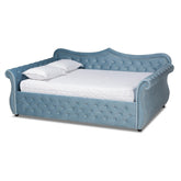 Baxton Studio Abbie Traditional and Transitional Light Blue Velvet Fabric Upholstered and Crystal Tufted Full Size Daybed Baxton Studio-daybed-Minimal And Modern - 1