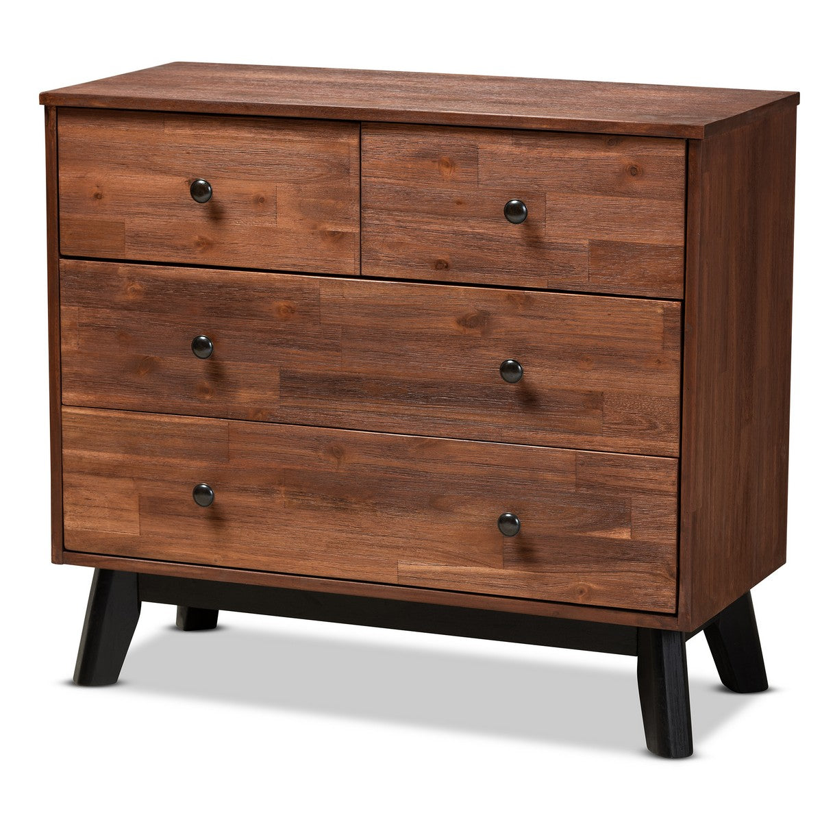 Baxton Studio Calla Modern and Contemporary Brown and Black Oak Finished 4-Drawer Wood Dresser  Baxton Studio-Dresser-Minimal And Modern - 1