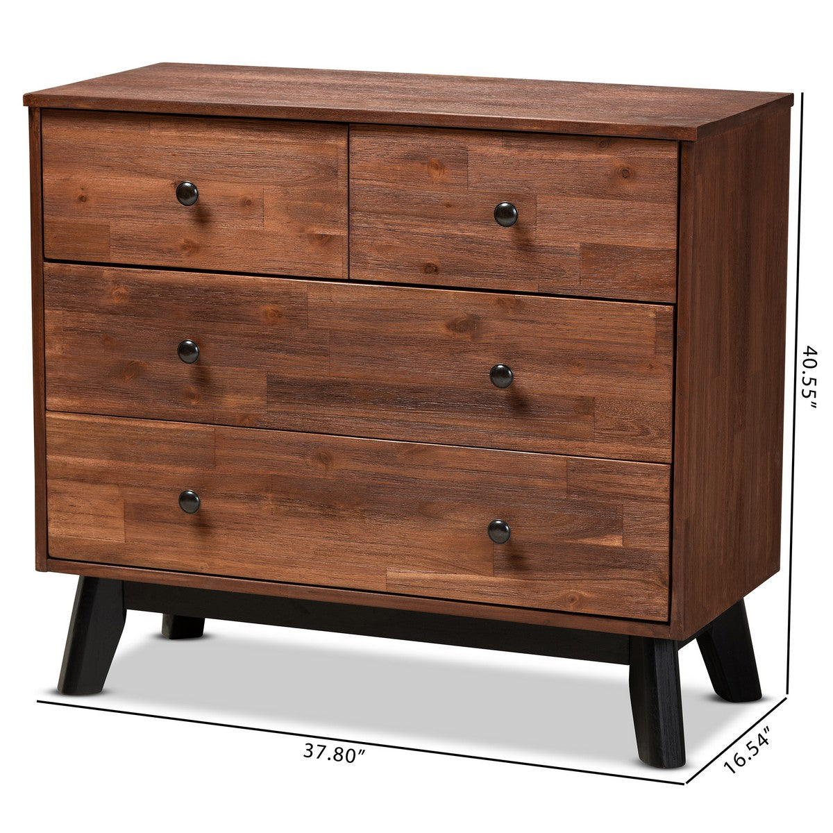 Baxton Studio Calla Modern and Contemporary Brown and Black Oak Finished 4-Drawer Wood Dresser