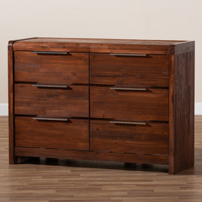 Baxton Studio Torres Modern and Contemporary Brown Oak Finished 6-Drawer Wood Dresser