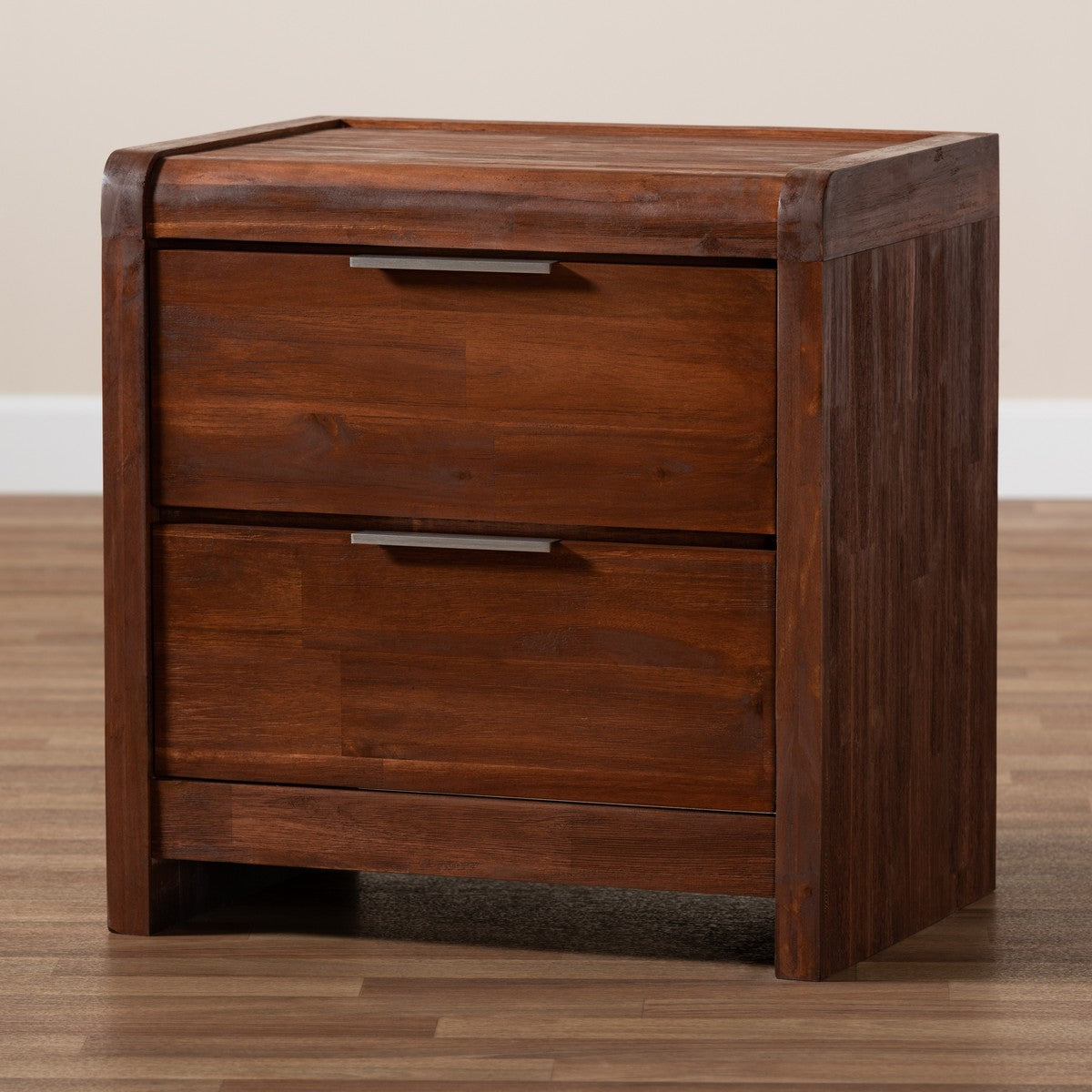 Baxton Studio Torres Modern and Contemporary Brown Oak Finished 2-Drawer Wood Nightstand