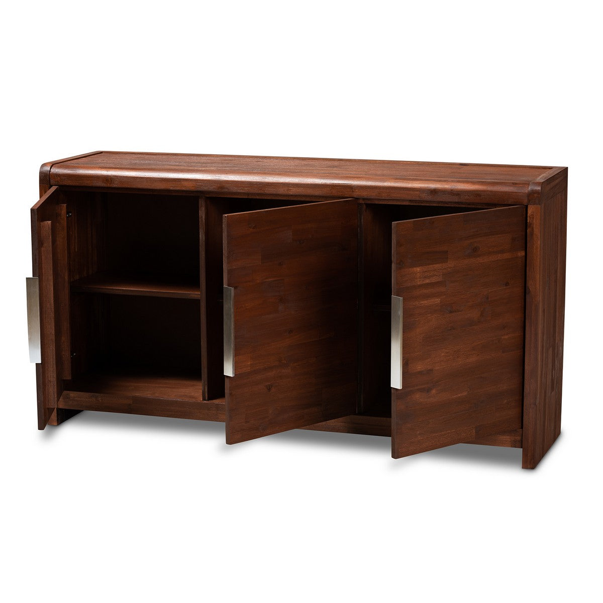 Baxton Studio Torres Modern and Contemporary Brown Oak Finished 3-Door Wood Sideboard Buffet