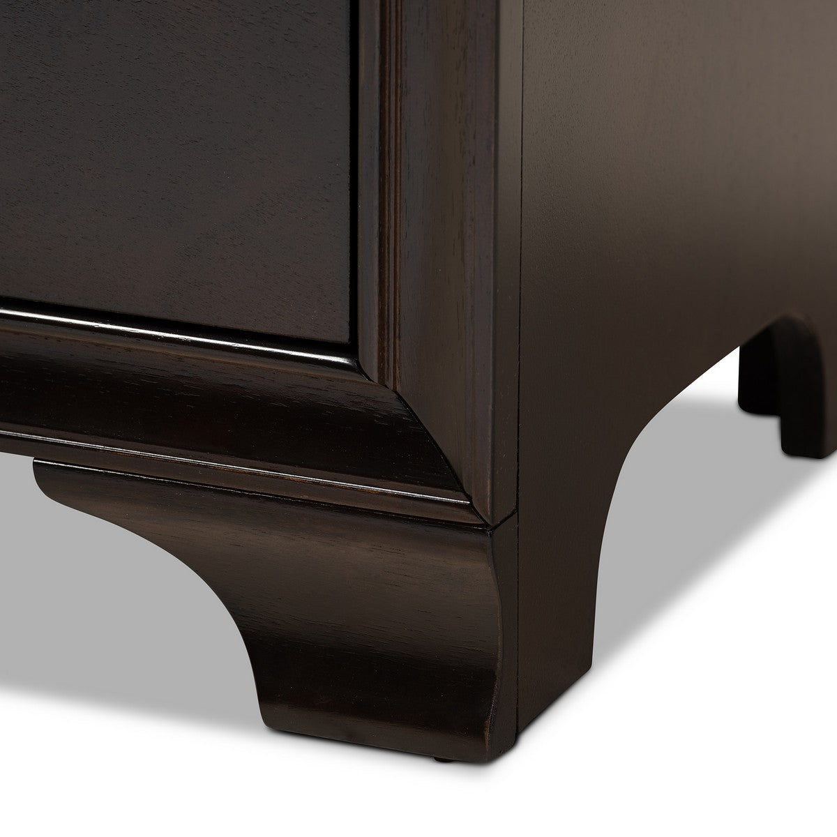 Baxton Studio Gordon Classic and Traditional Dark Brown Finished 3-Drawer Wood Nightstand