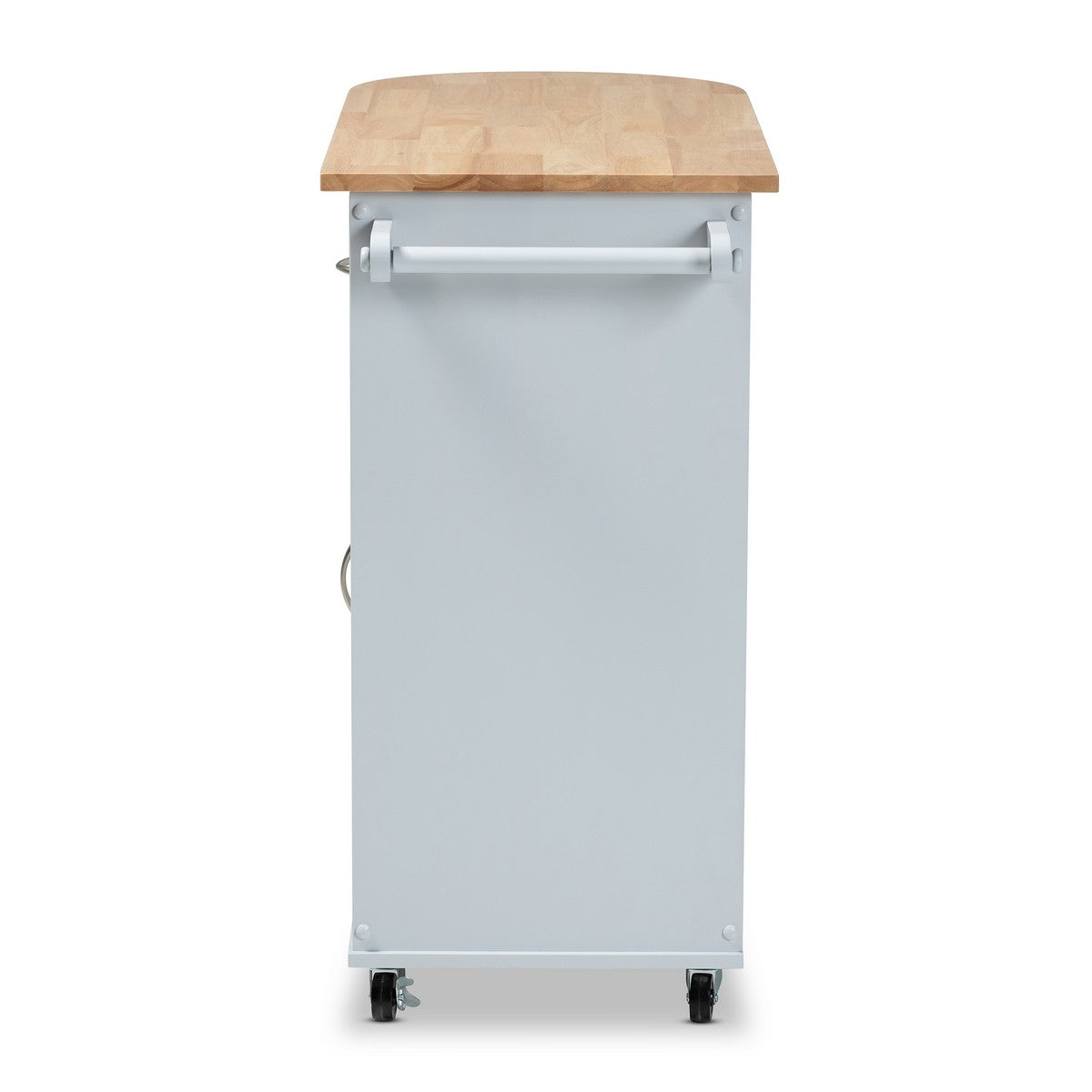 Baxton Studio Donnie Coastal and Farmhouse Two-Tone Light Grey and Natural Finished Wood Kitchen Storage Cart