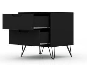 Manhattan Comfort Rockefeller Mic Century- Modern Dresser and Nightstand with Drawers- Set of 2 in Black