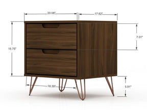 Manhattan Comfort Rockefeller Mic Century- Modern Dresser and Nightstand with Drawers- Set of 2 in Brown