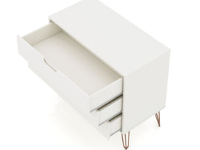 Manhattan Comfort Rockefeller Mic Century- Modern Dresser and Nightstand with Drawers- Set of 2 in Off White