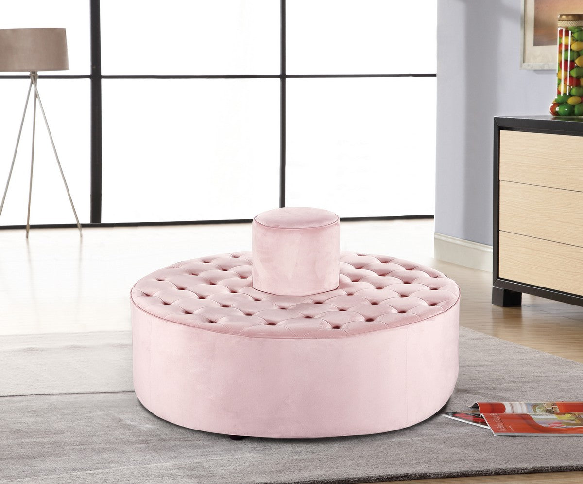 Meridian Furniture Banquet Pink Velvet Ottoman/Bench