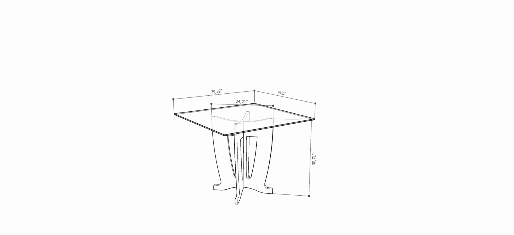 Manhattan Comfort Jane 39.32 in Sleek Tempered Glass Table Top in Nut Brown-Minimal & Modern