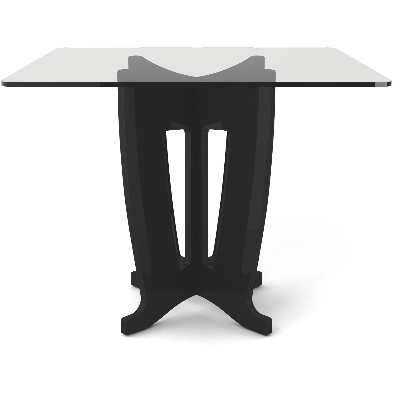 Manhattan Comfort Jane 39.32 in Sleek Tempered Glass Table Top in Black Gloss-Minimal & Modern