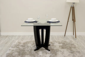 Manhattan Comfort Jane 39.32 in Sleek Tempered Glass Table Top in Black Gloss-Minimal & Modern