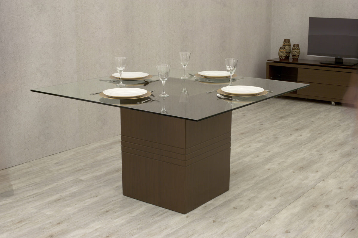 Manhattan Comfort Perry 1.8 - 55.12 in Sleek Tempered Glass Table Top in Nut Brown-Minimal & Modern