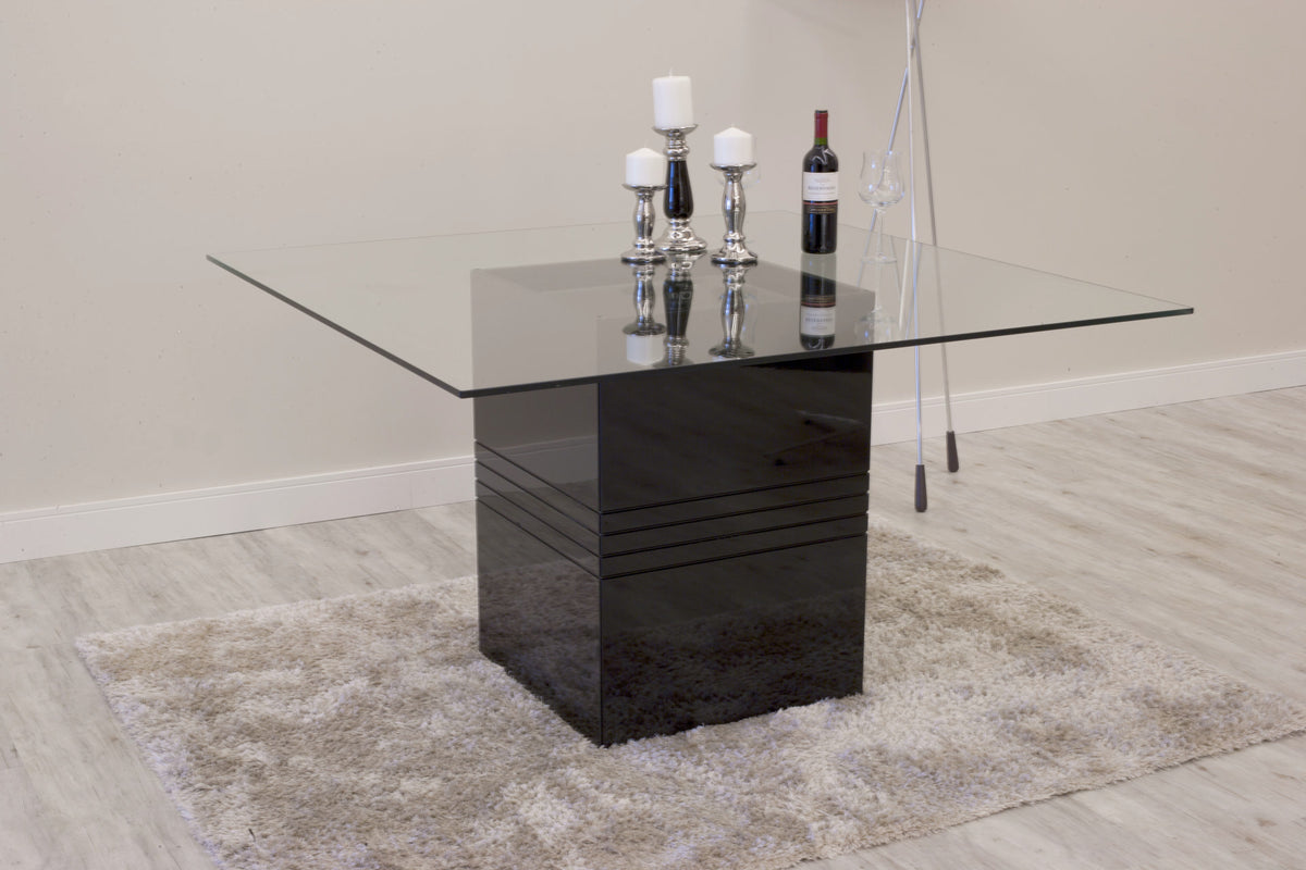 Manhattan Comfort Perry 1.8 - 55.12 in Sleek Tempered Glass Table Top in Black Gloss-Minimal & Modern
